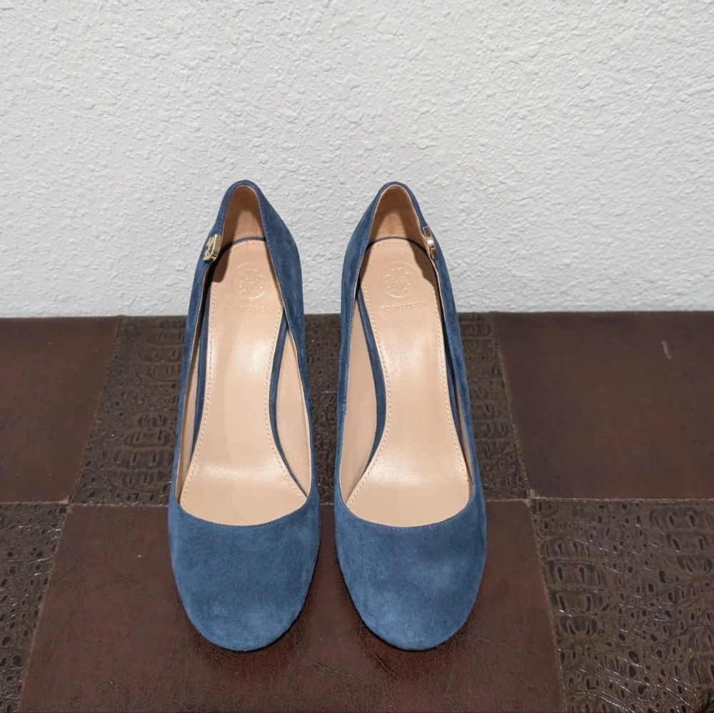 Tory Burch Elizabeth Suede High Block Heel Pumps Size 8.5